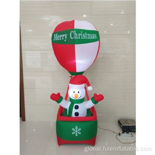 China Giant Inflatable Snowman In Hot Air Balloon Manufactory